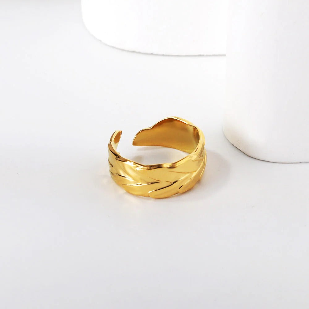 Gane Leaf Cuff Ring | Waterproof 18K Gold