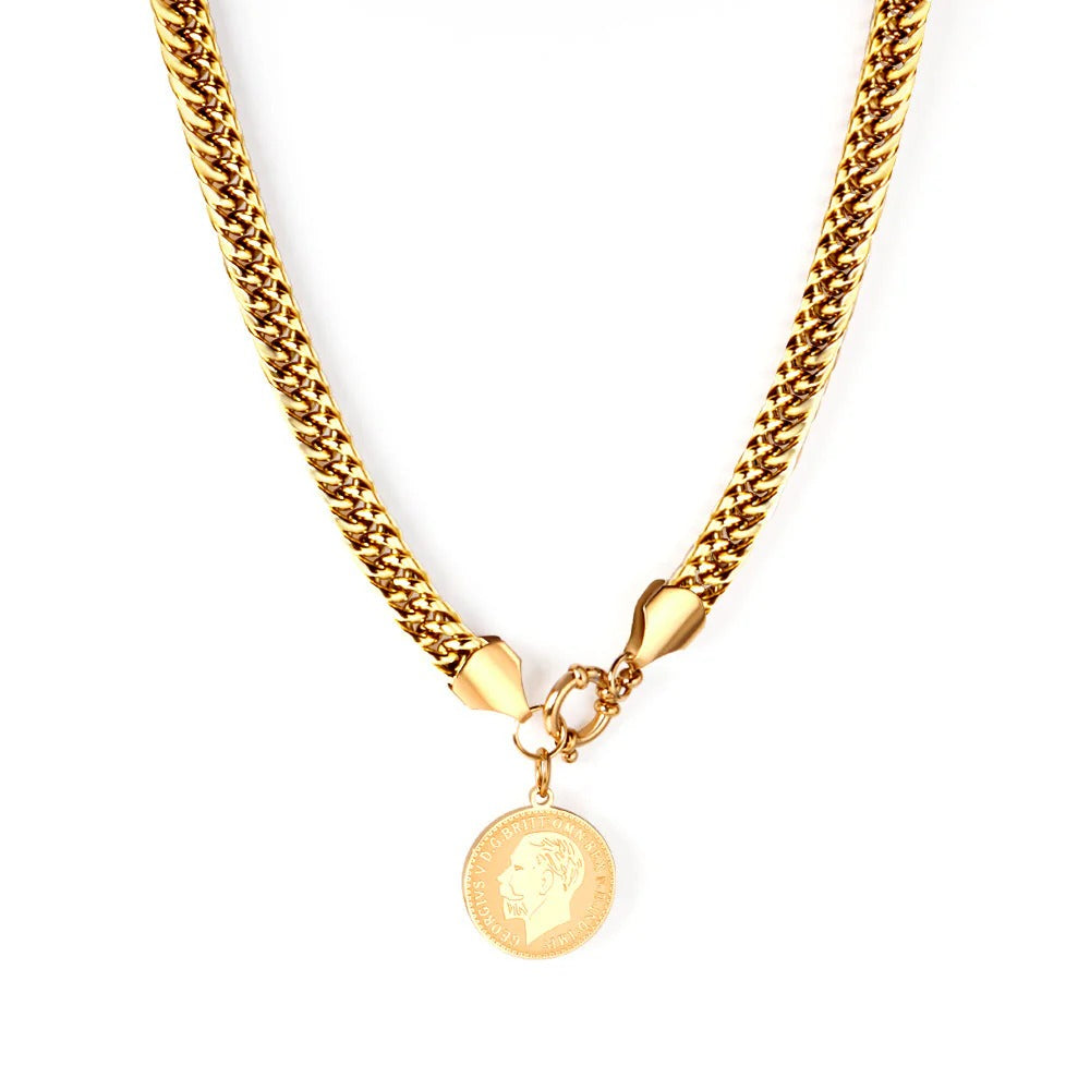 Eve Coin Pendant Necklace | Waterproof 18k Gold