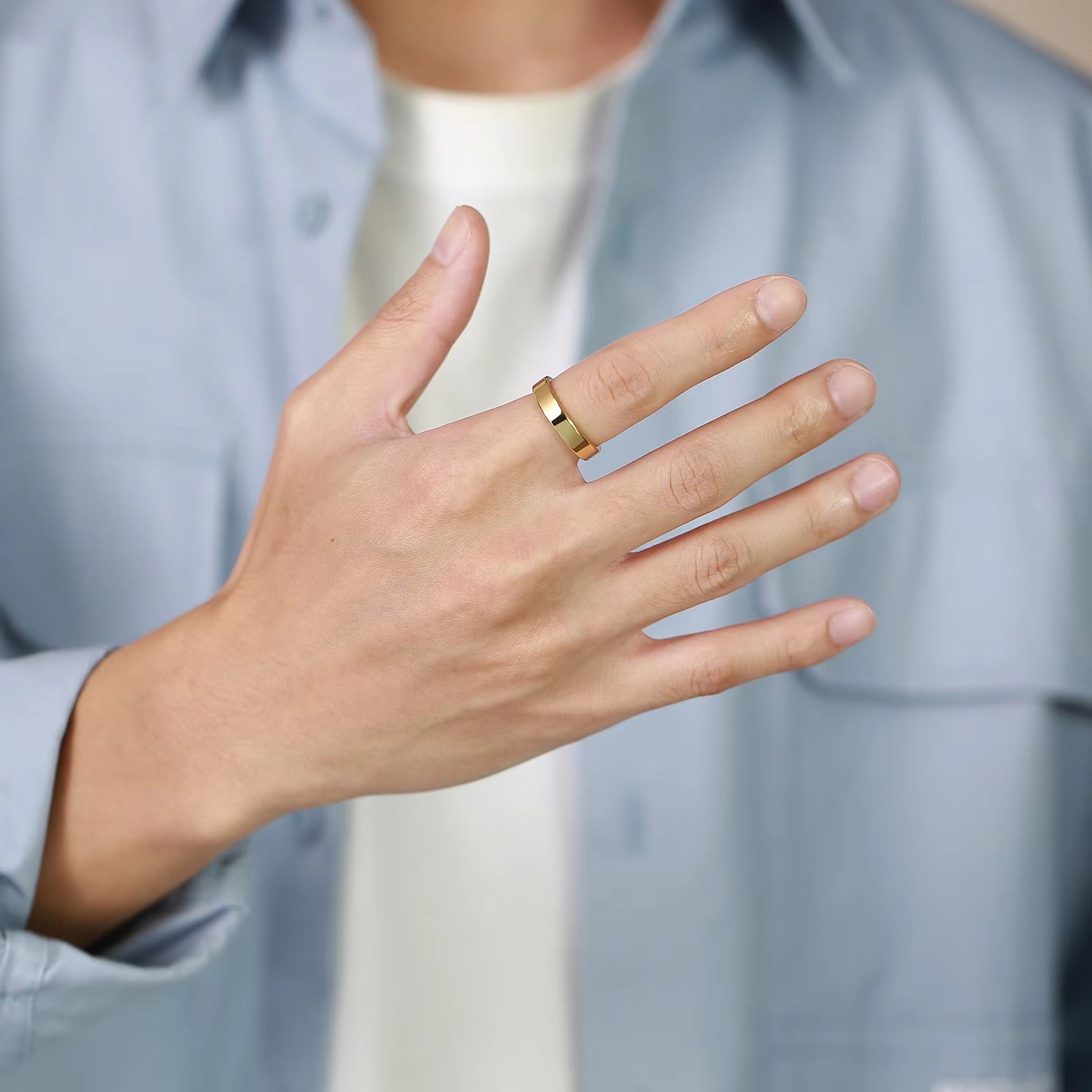 Lucy Brushed Band Ring | Waterproof 18K Gold