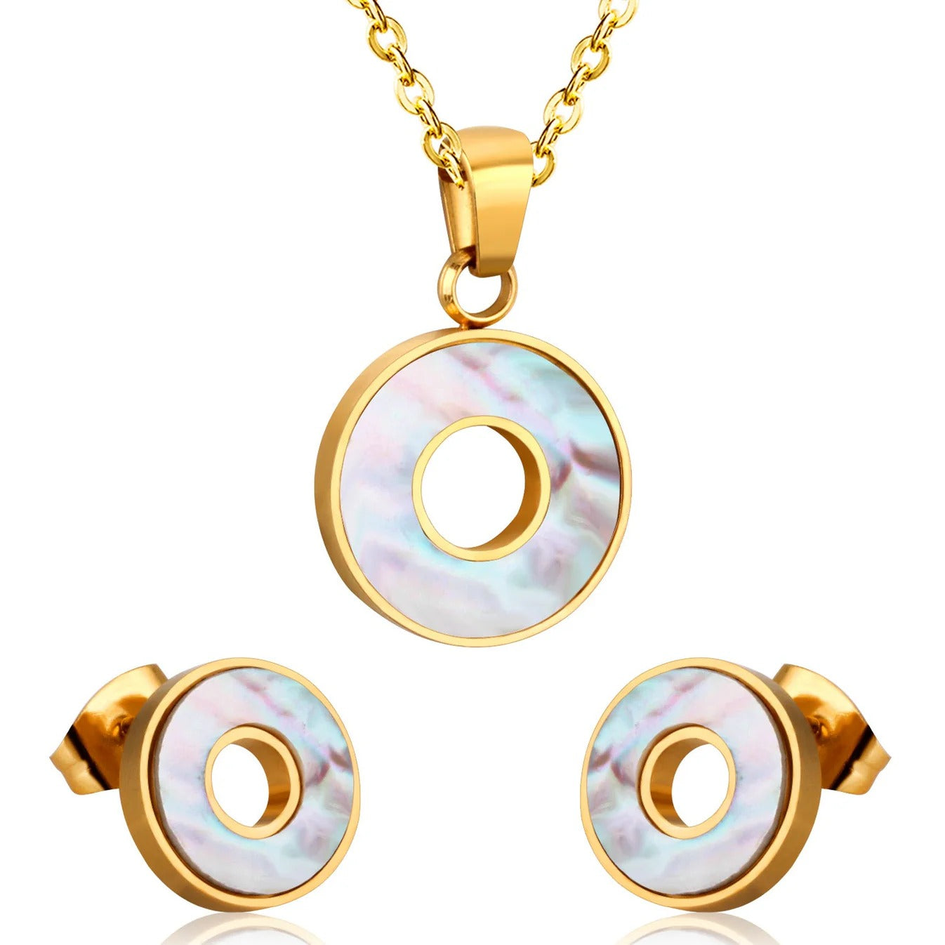 Mira Lustrous Pearl Inlay Halo Set | Buy Set or Individual