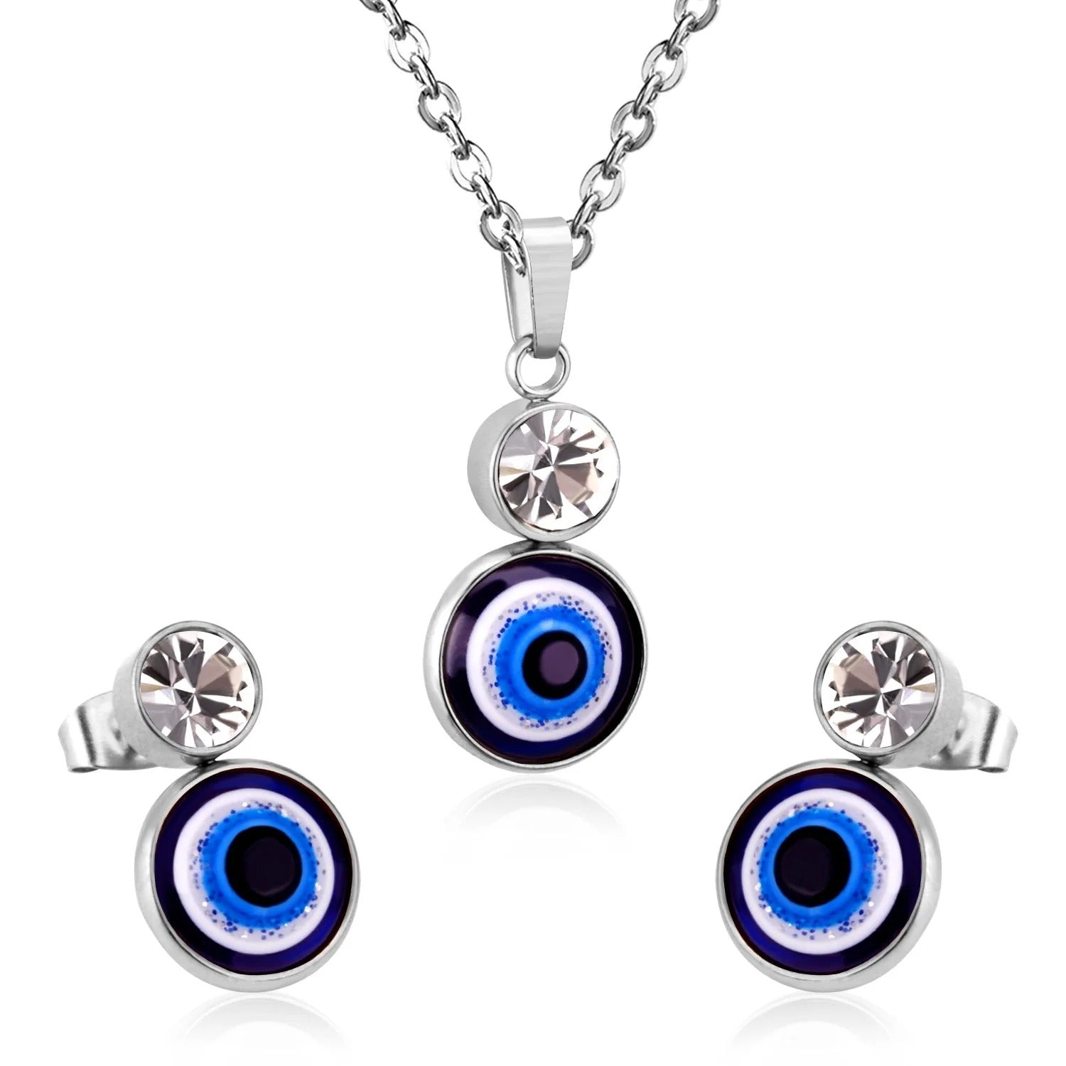 Greta Tiered Nazar & Crystal Solitaire Set | Buy Set or Individual