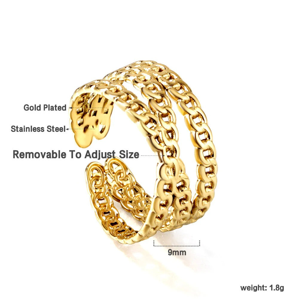 Jude Multi Link Cuff Ring | Waterproof 18K Gold