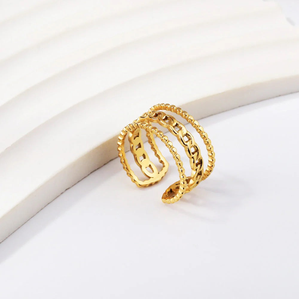 Jasper Multi Link Cuff Ring | Waterproof 18K Gold