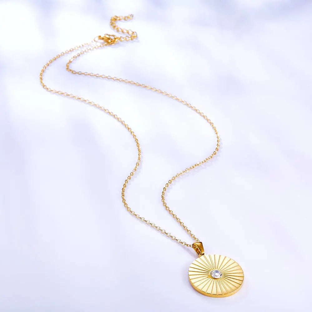 Eva Stone in Sun Necklace | Waterproof 18k Gold