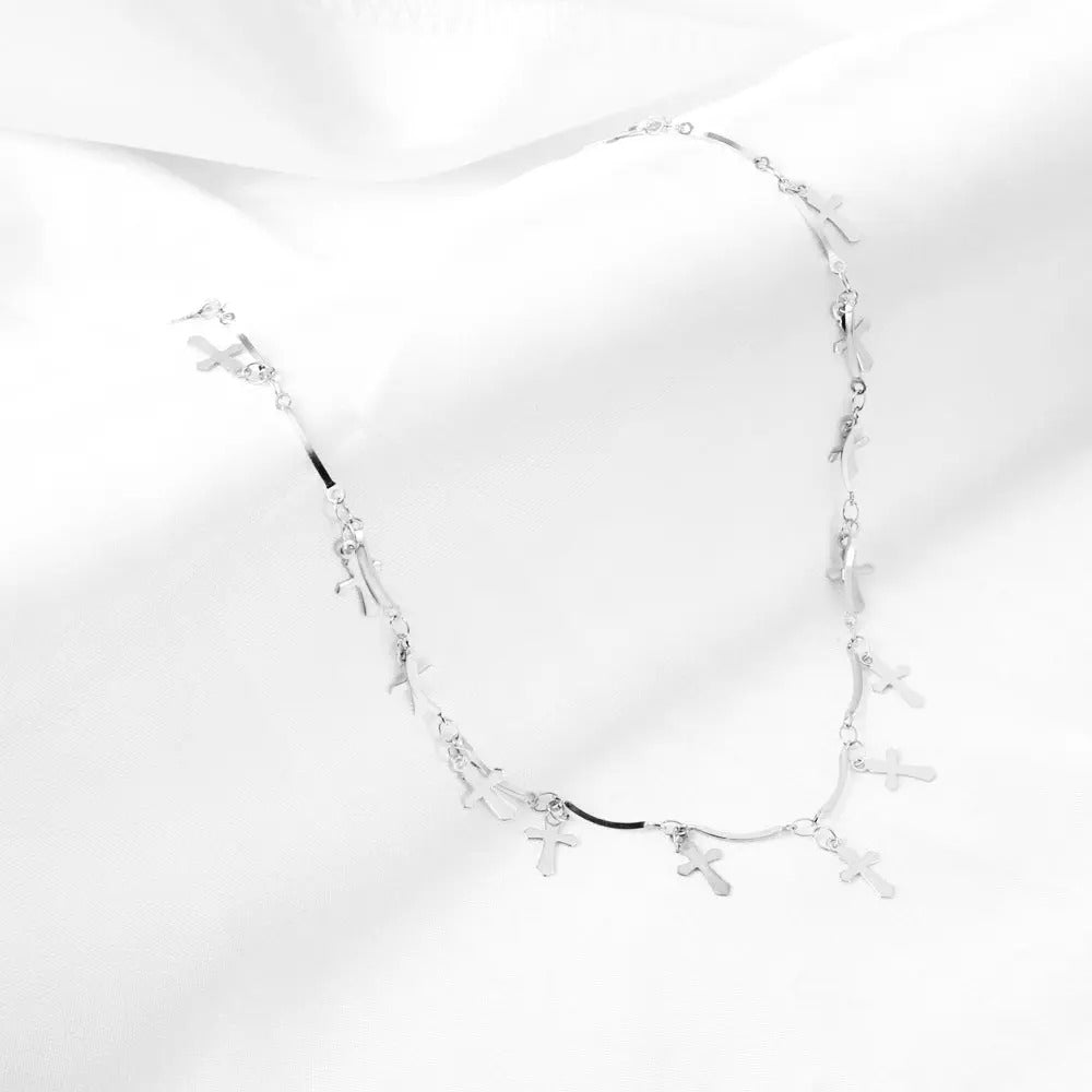 Ensley Cross Station Necklace | Waterproof Silver