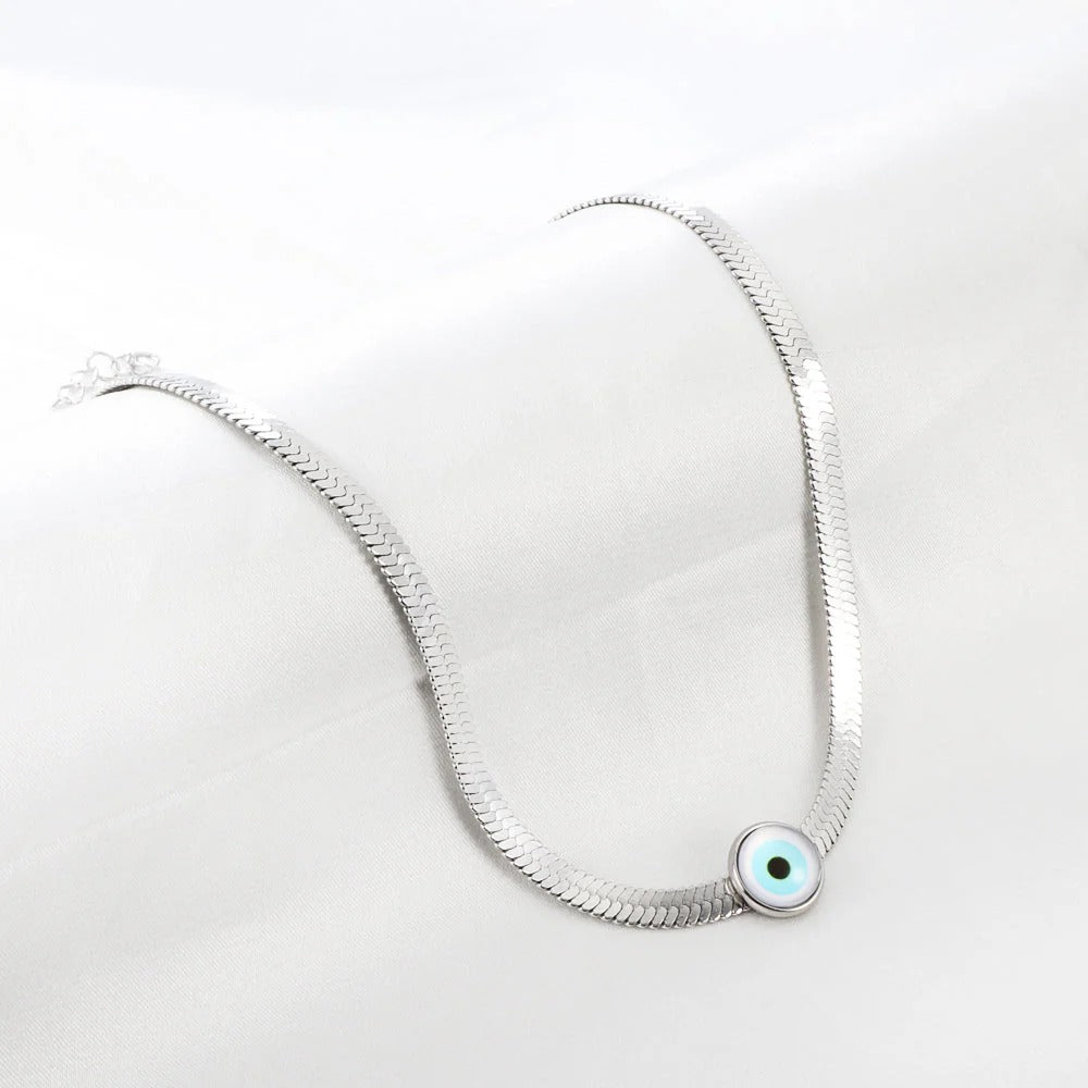 Elva Blue Evil Eye Necklace | Waterproof 18k Gold & Silver