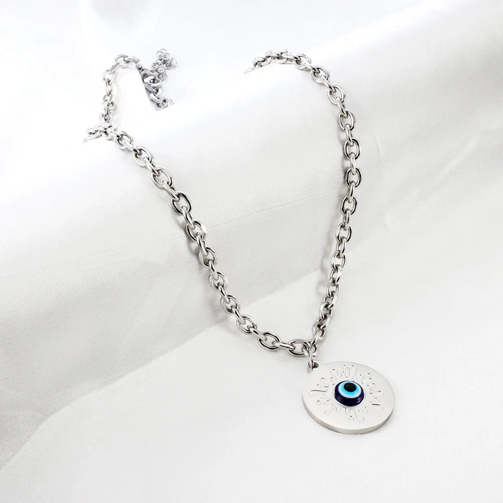 Emma Blue Evil Eye Necklace | Waterproof 18k Gold & Silver