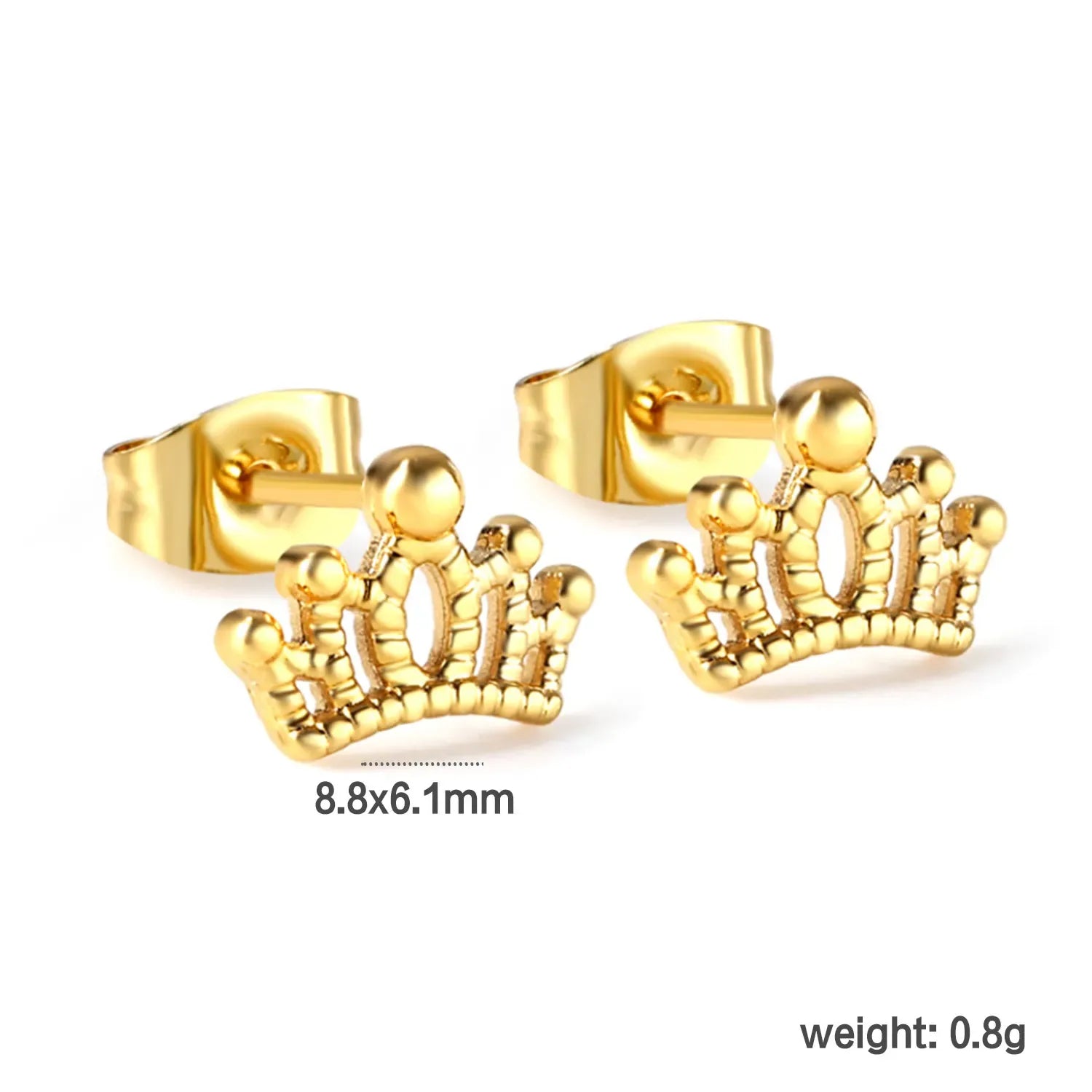 Arden Crown Studs | Waterproof 18k Gold & Silver