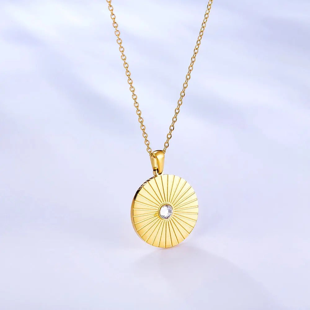 Eva Stone in Sun Necklace | Waterproof 18k Gold