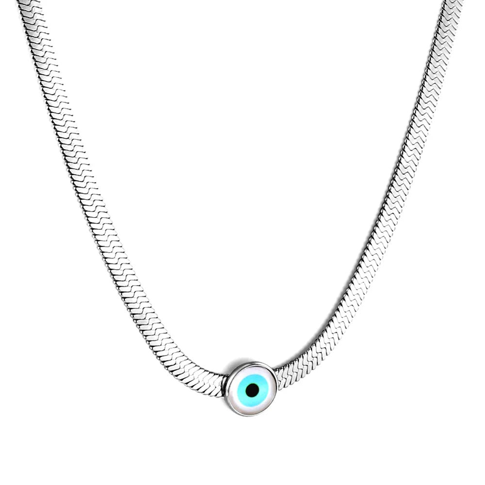 Elva Blue Evil Eye Necklace | Waterproof 18k Gold & Silver