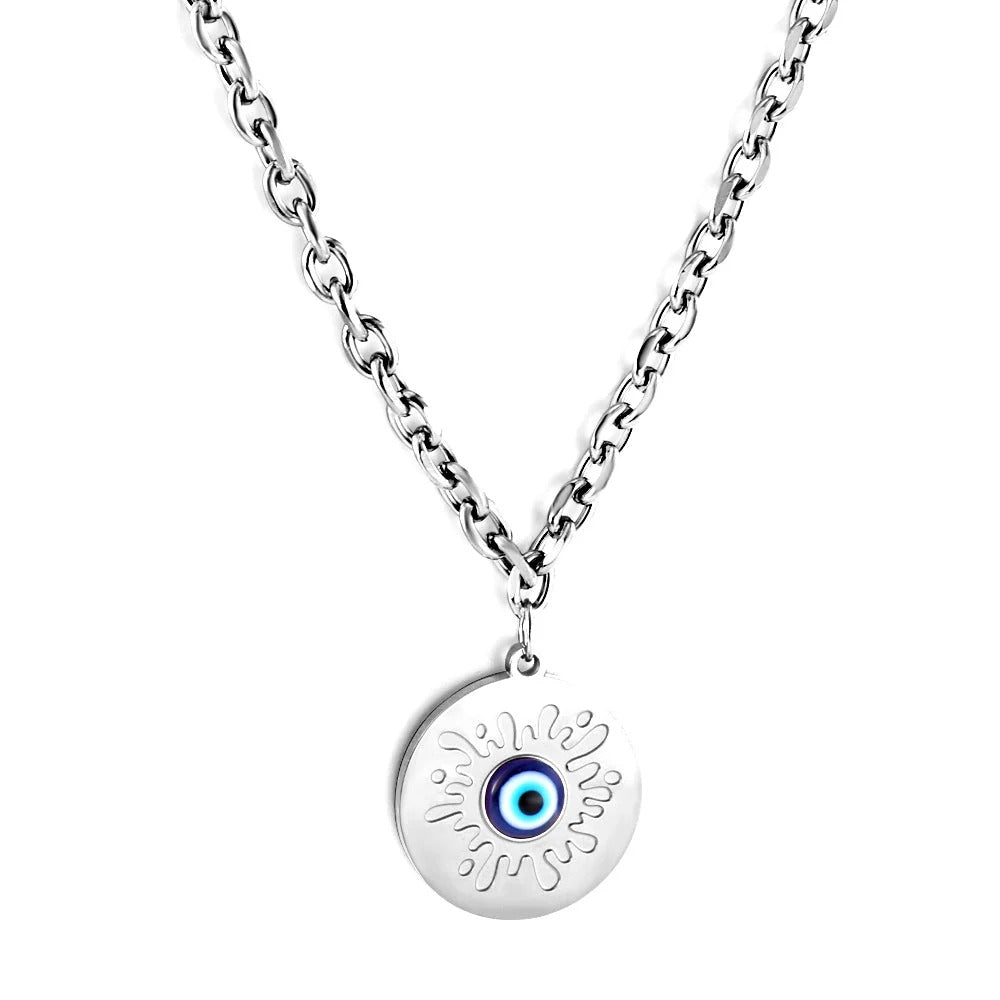 Emma Blue Evil Eye Necklace | Waterproof 18k Gold & Silver