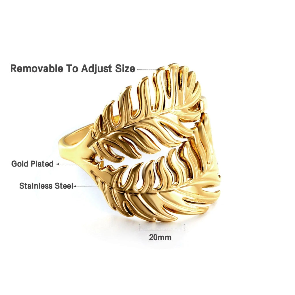 Lena Double Leaf Ring | Waterproof 18K Gold