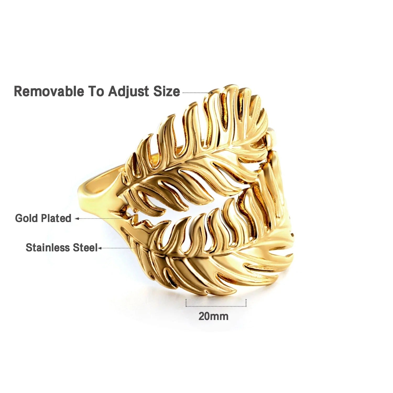 Lena Double Leaf Ring | Waterproof 18K Gold
