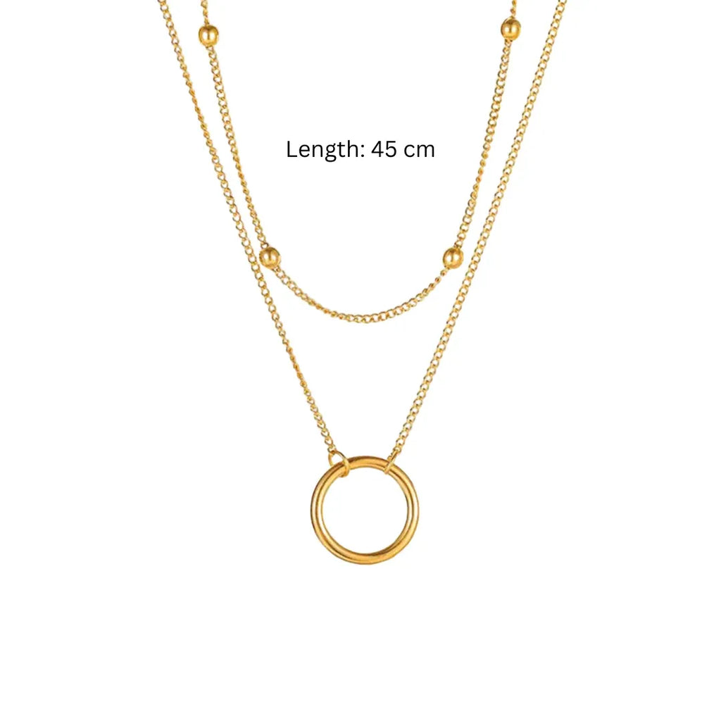 Brami Ring Double Layer Necklace | Waterproof 18k Gold
