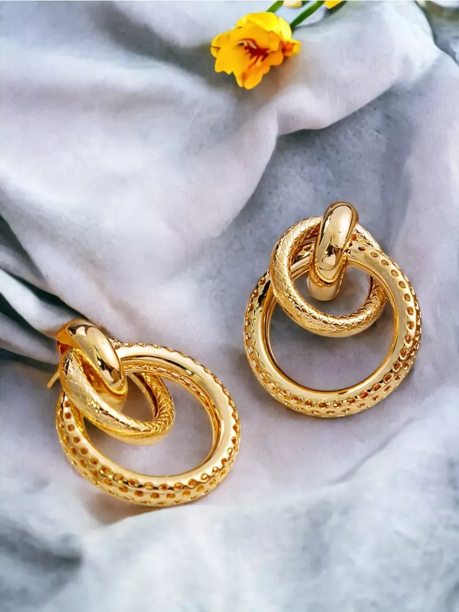 Bethany Double Loop Stud Earrings | Waterproof 18k Gold