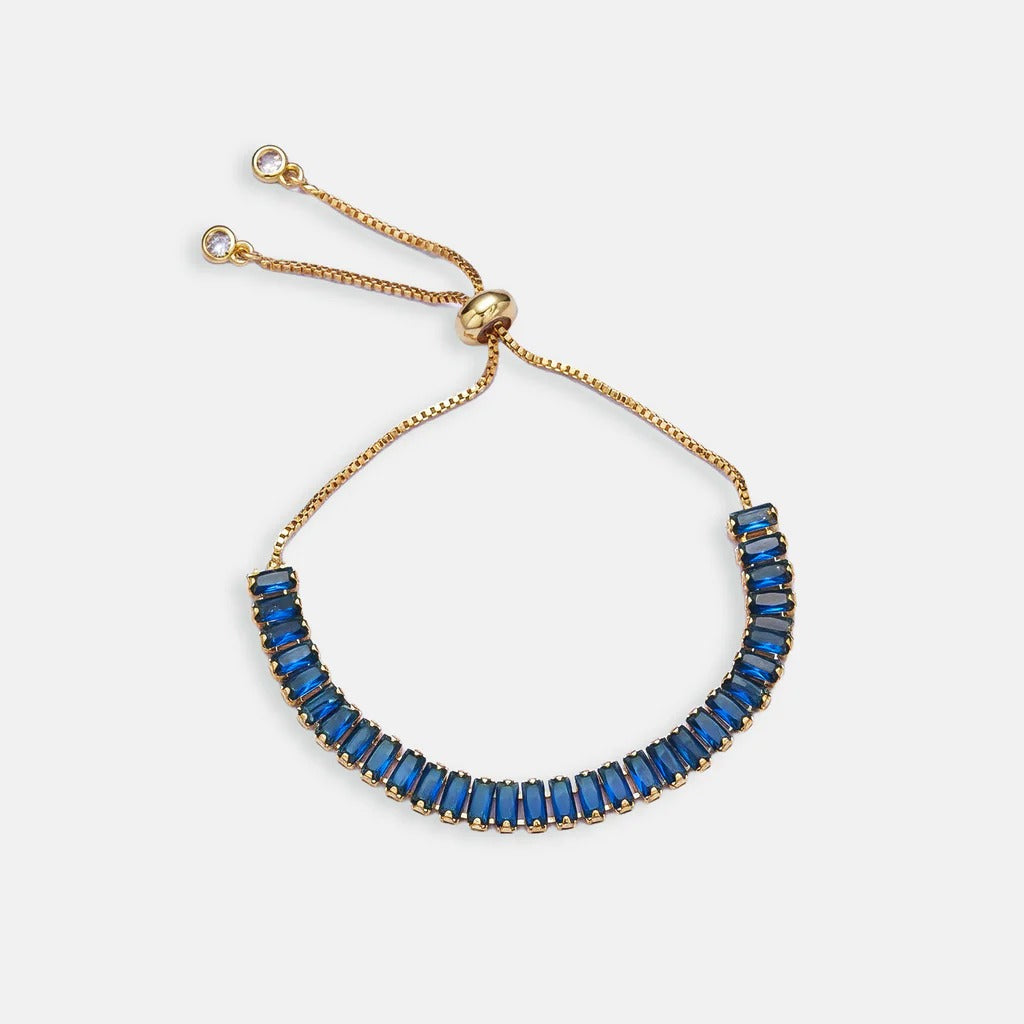 Branna Blue Baguette Sapphire Slider Tennis Bracelet