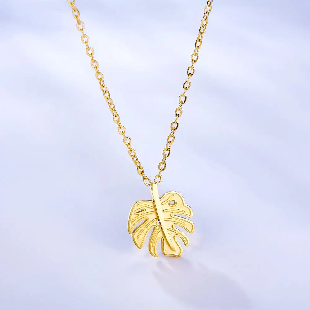Etta Leaf Pendant Necklace | Waterproof 18k Gold