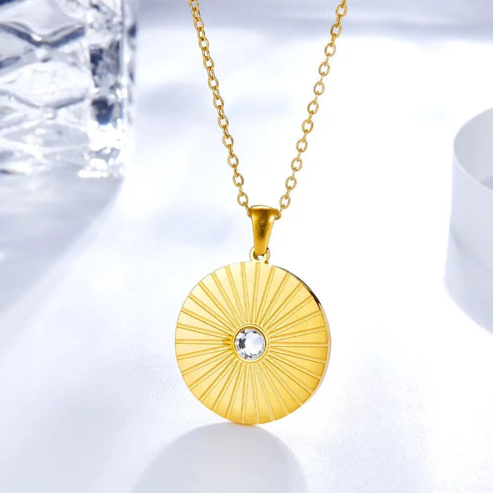 Eva Stone in Sun Necklace | Waterproof 18k Gold