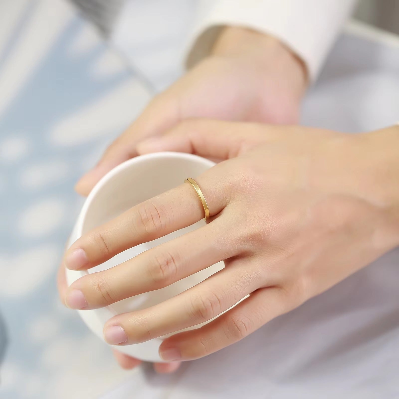 Lucy Brushed Band Ring | Waterproof 18K Gold