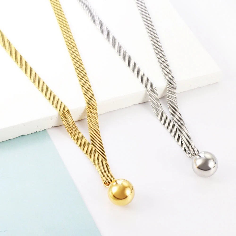 Emilia Ball Pendant Necklace | Waterproof 18k Gold & Silver