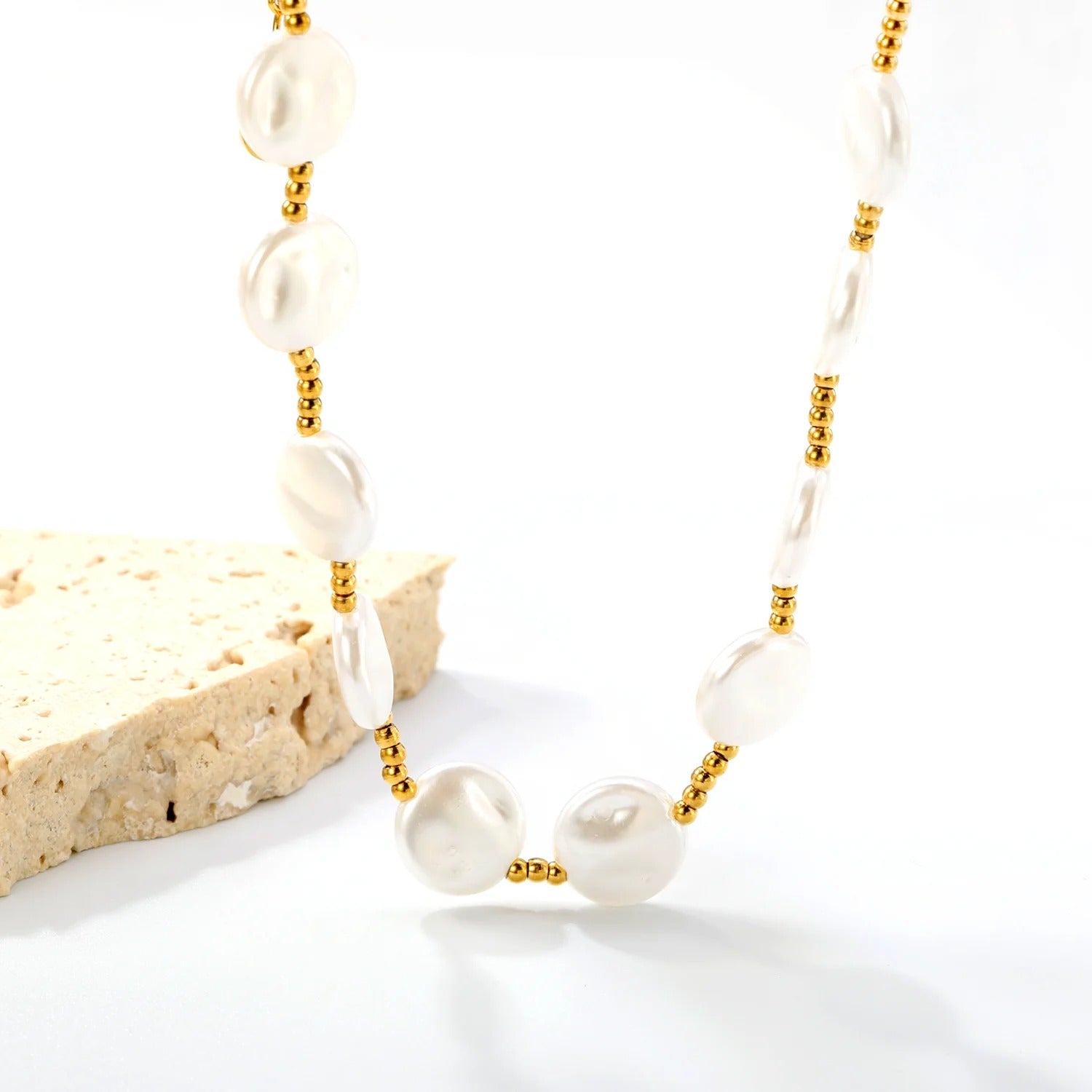 Dorothy Pearl Station Necklace | Waterproof 18k Gold & Silver