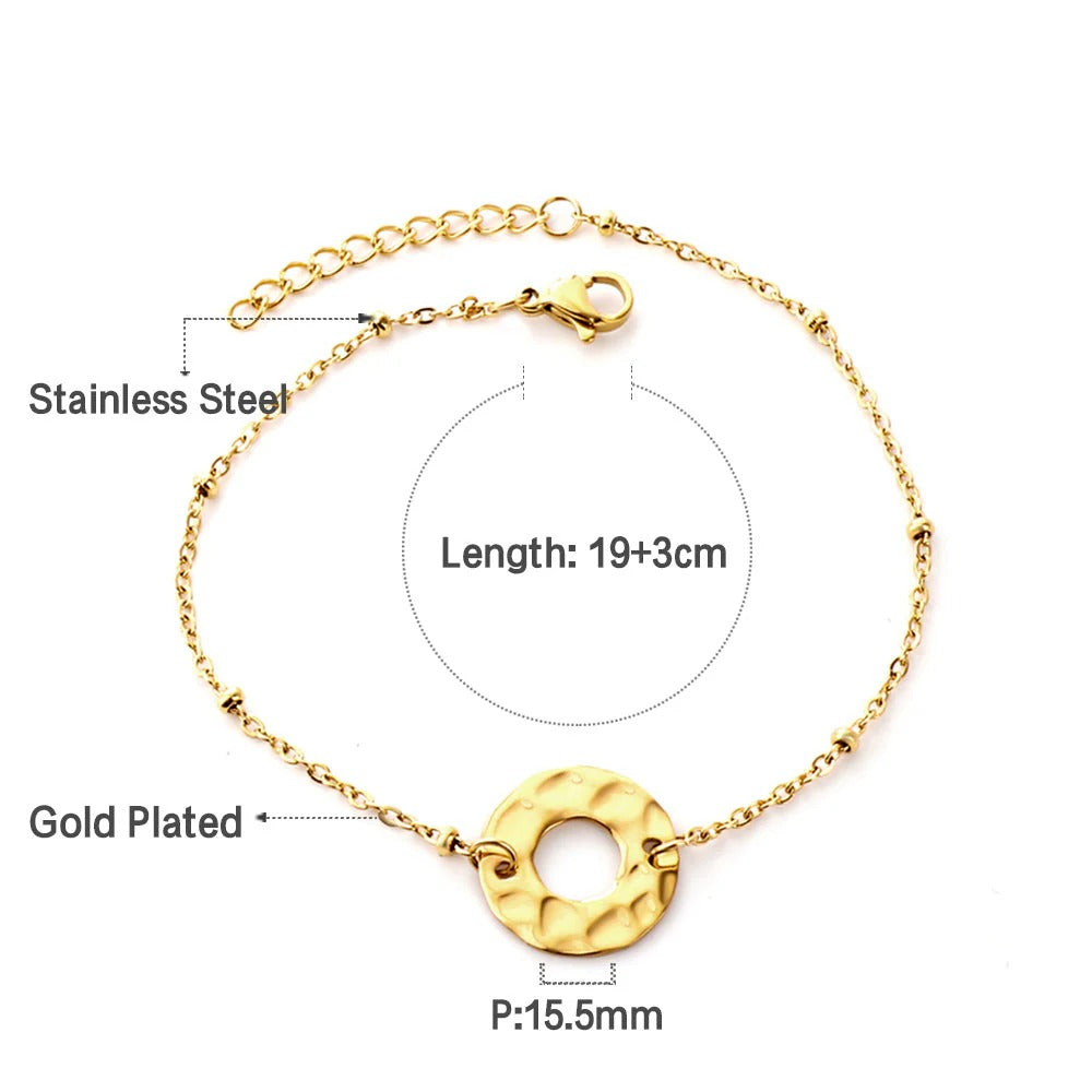 Harley Prosperity Disc Bracelet | Waterproof 18k Gold & Silver