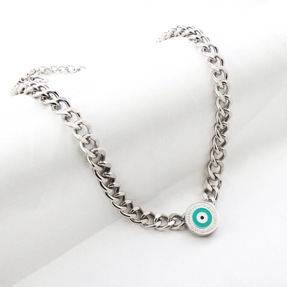 Emily Bold Blue Evil Eye Necklace | Waterproof 18k Gold & Silver