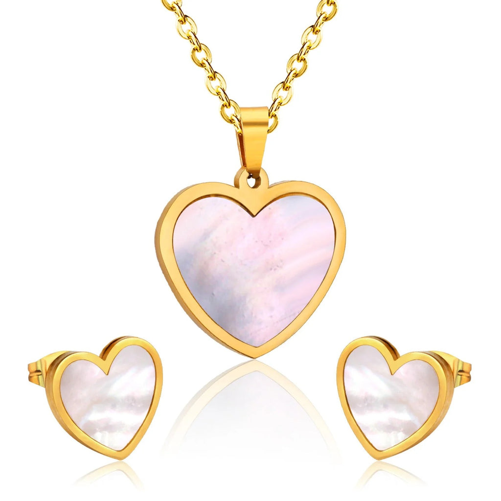 Morgan Radiant Pearl Inlay Love Heart Set | Buy Set or Individual