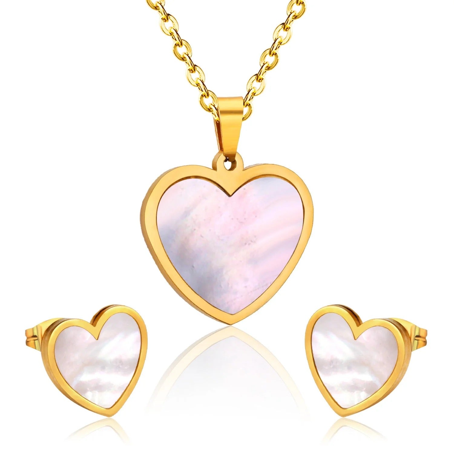 Morgan Radiant Pearl Inlay Love Heart Set | Buy Set or Individual