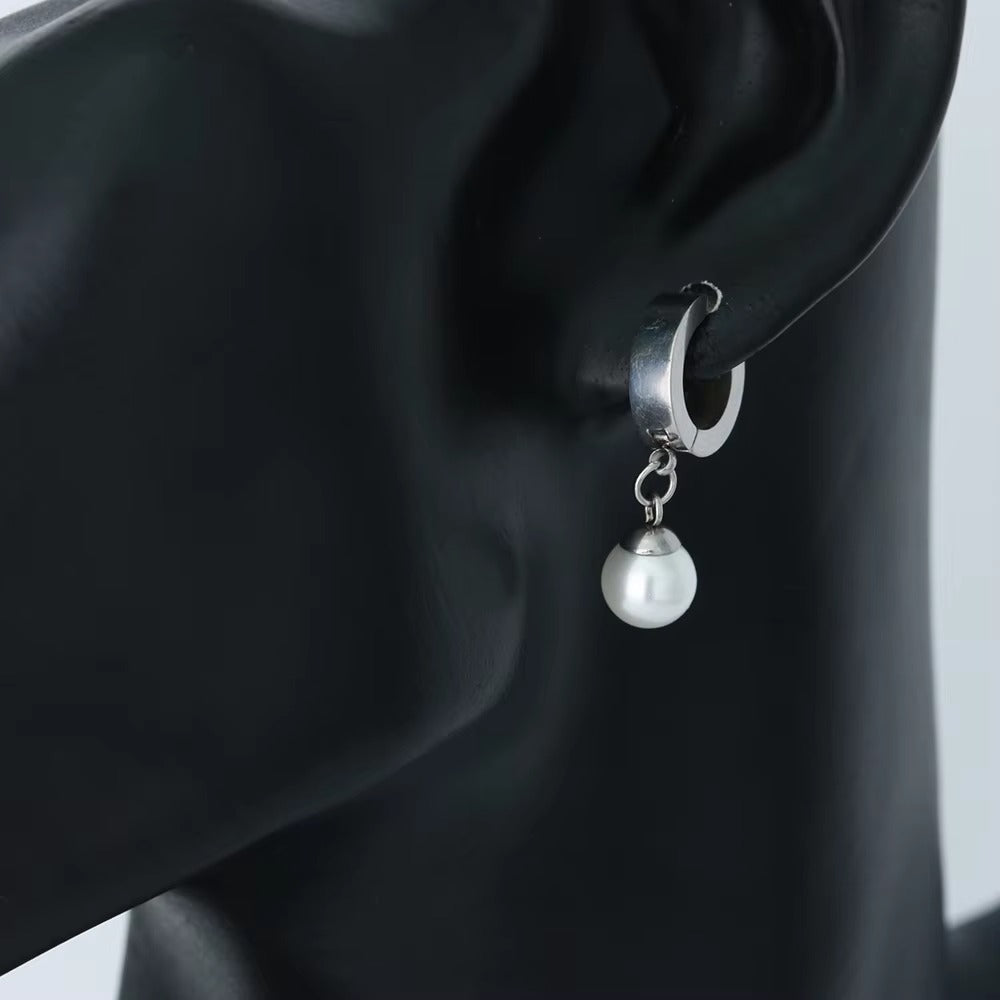 Aval Pearl Huggie Hoops