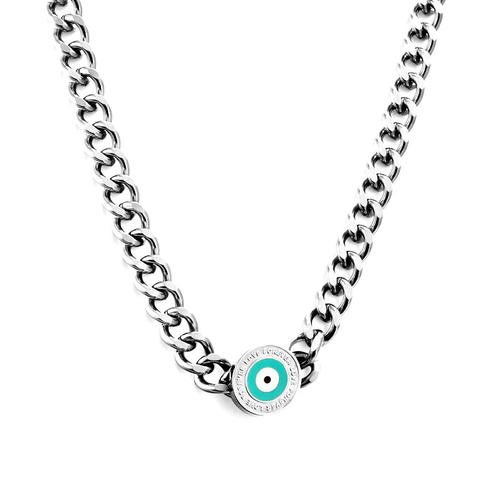 Emily Bold Blue Evil Eye Necklace | Waterproof 18k Gold & Silver