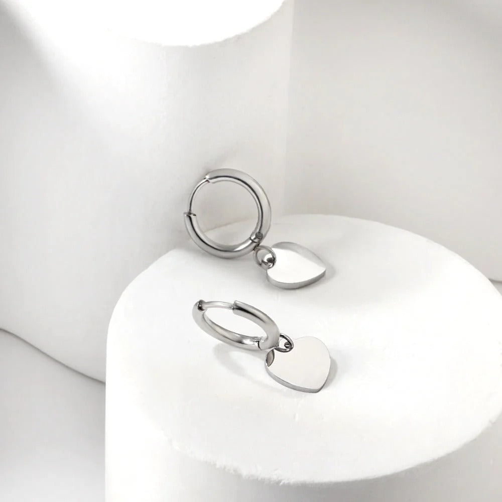 Artie Heart Hoops | Waterproof 18k Gold & Silver