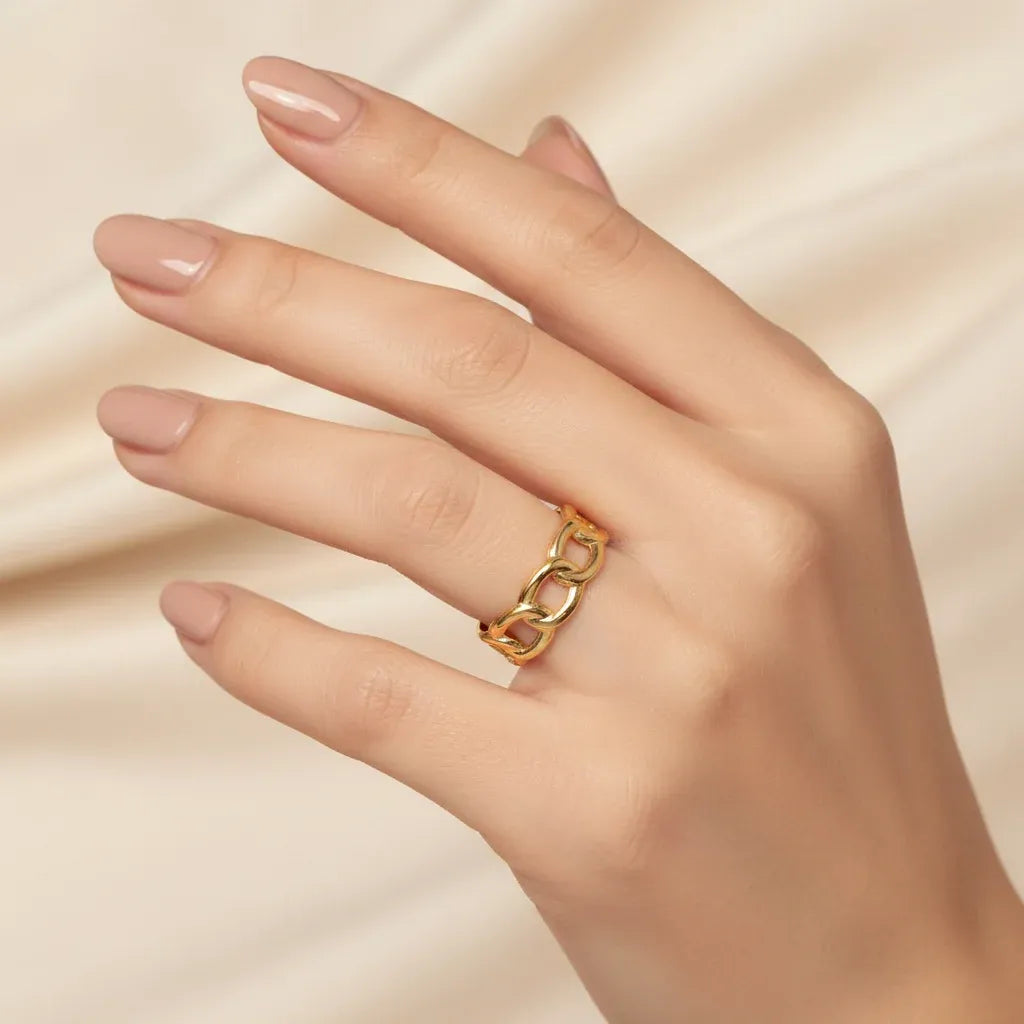 Alisa Chain Wrap Adjustable Ring | Waterproof 18k Gold & Silver