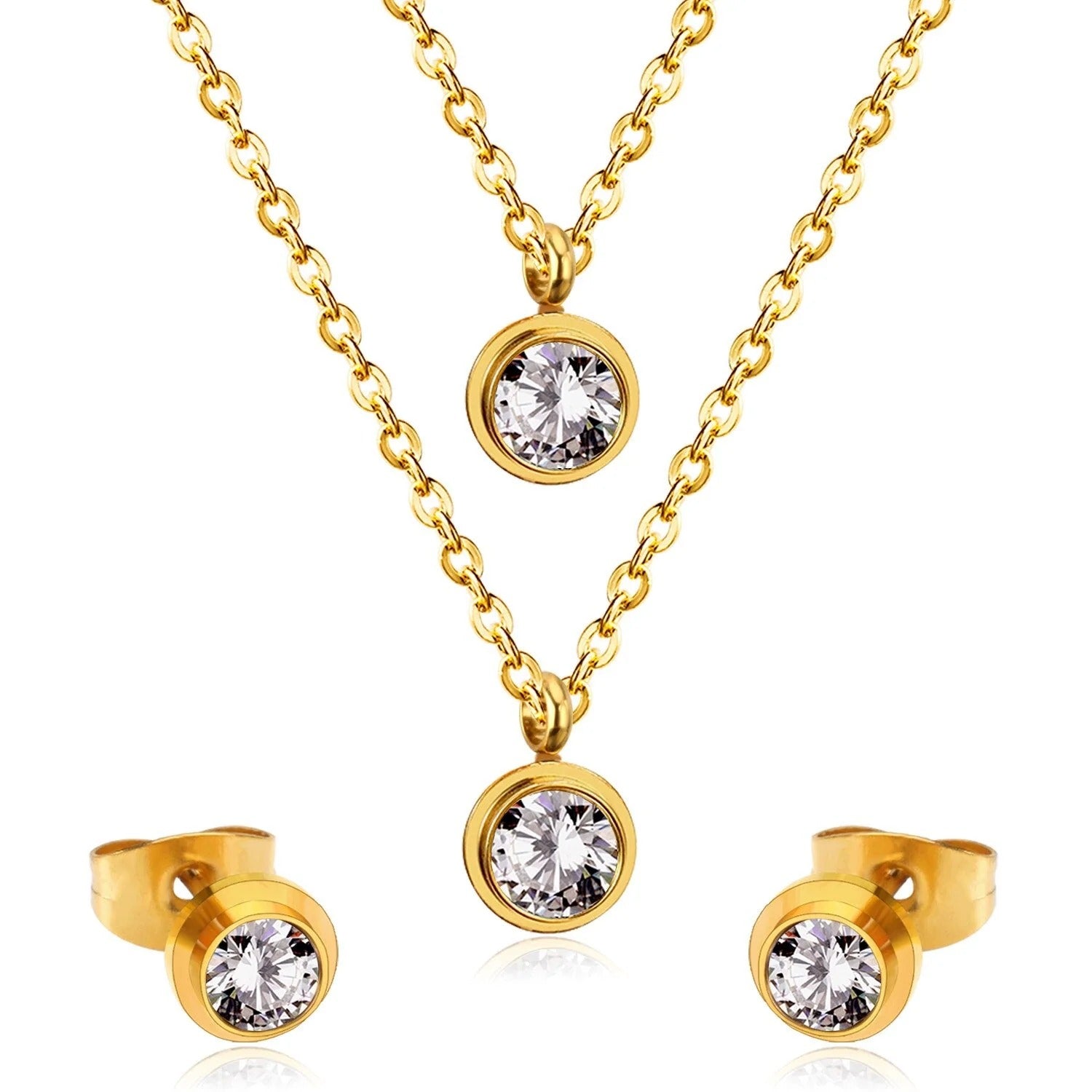 Kalia Dual-Drop Brilliant Bezel Layered Set| Buy Set or Individual