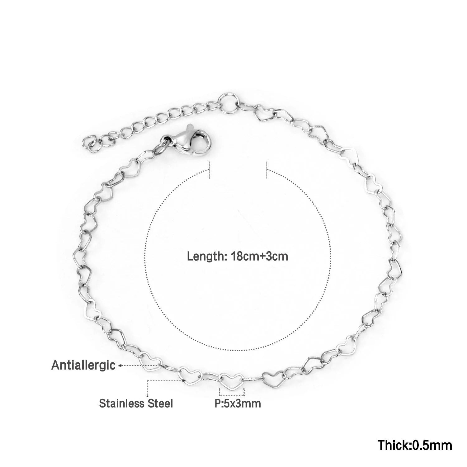 Hollie Heart Link Bracelet | Waterproof Silver Steel