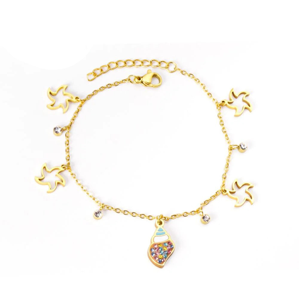 Heidie Nautical Charms Bracelet | Waterproof 18K Gold