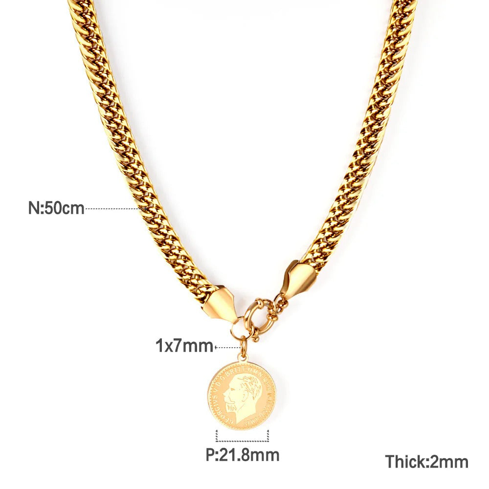 Eve Coin Pendant Necklace | Waterproof 18k Gold