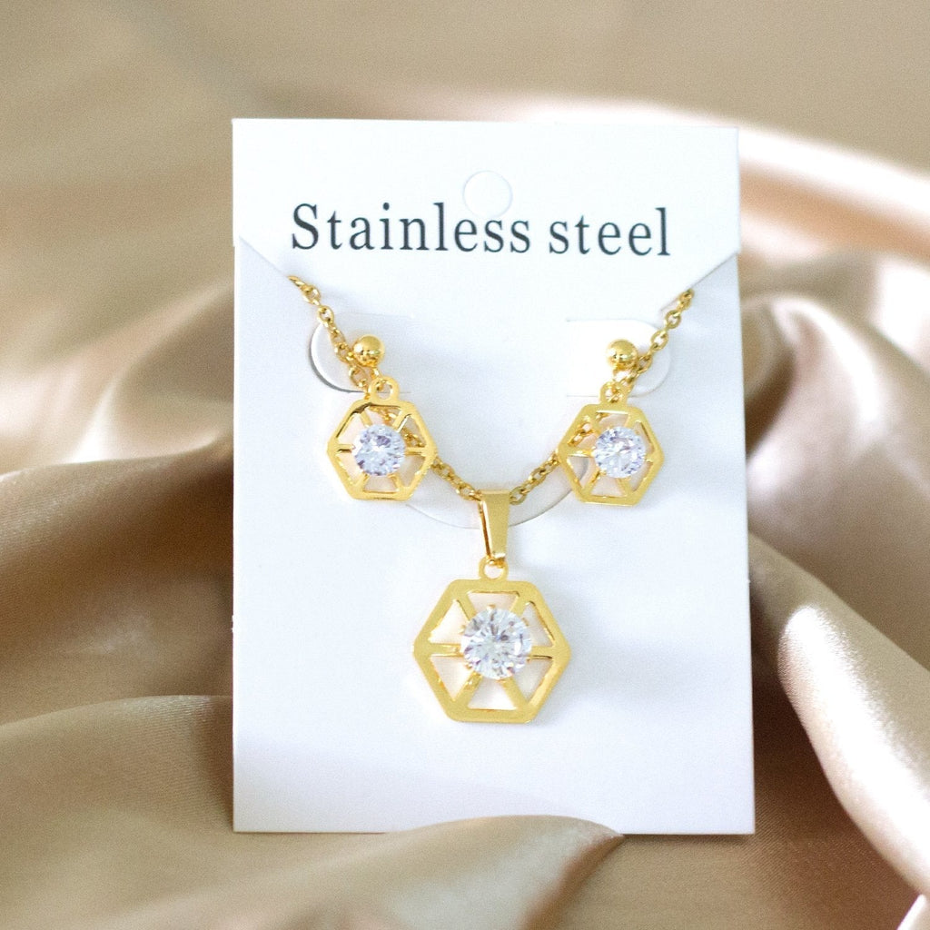 Hadley Geometric Hexagon Caged Crystal Set | Buy Set or Individual