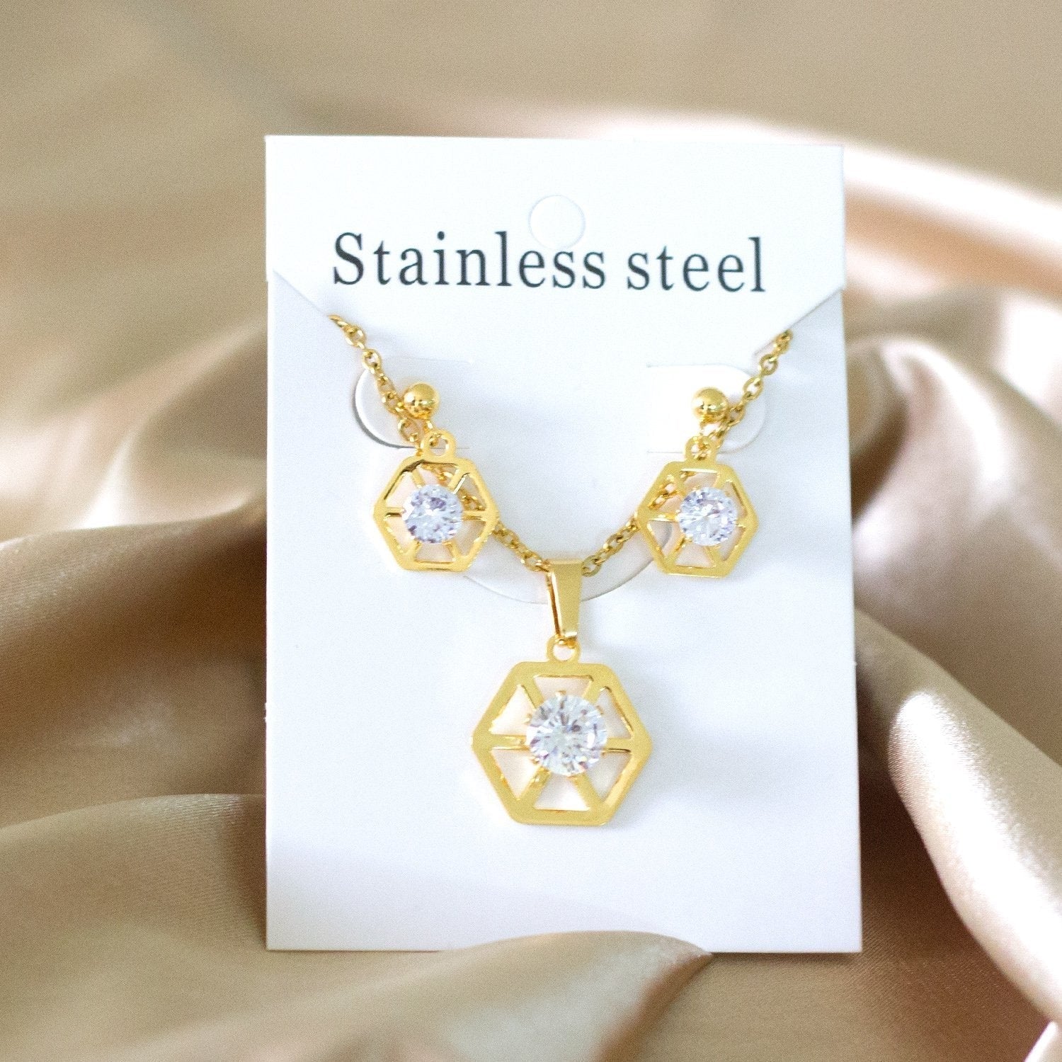 Hadley Geometric Hexagon Caged Crystal Set | Buy Set or Individual
