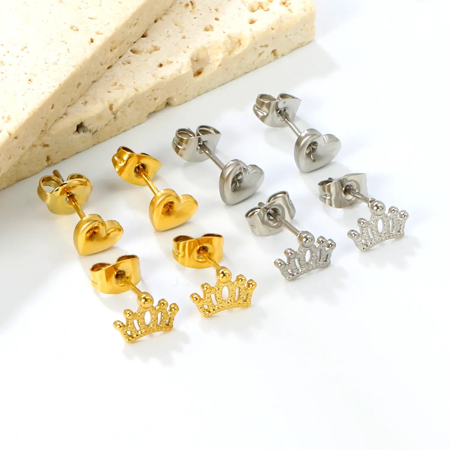 Arden Crown Studs | Waterproof 18k Gold & Silver