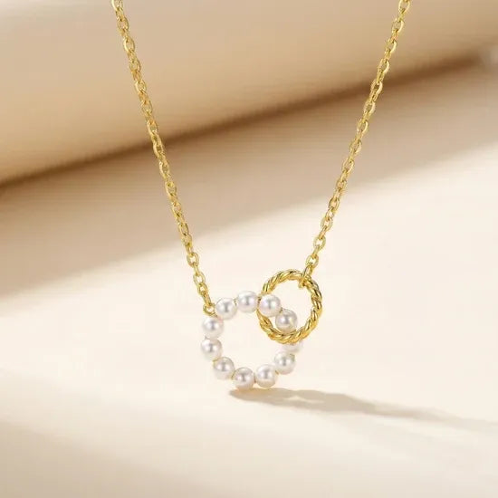 Barth Twin Ring Pearl Necklace | Waterproof 18k Gold