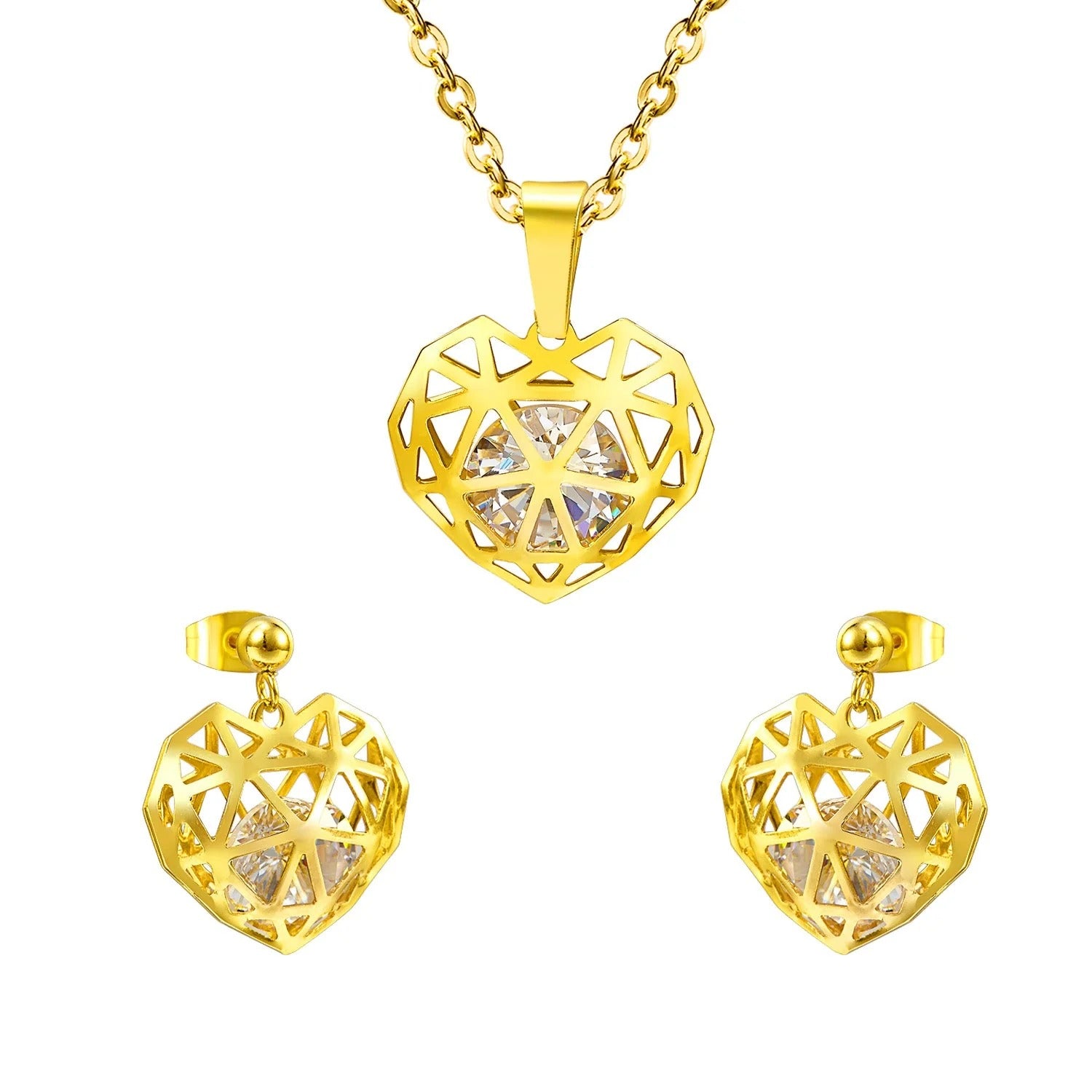 Norey Heart in Cage Crystal Set | Buy Set or Individual