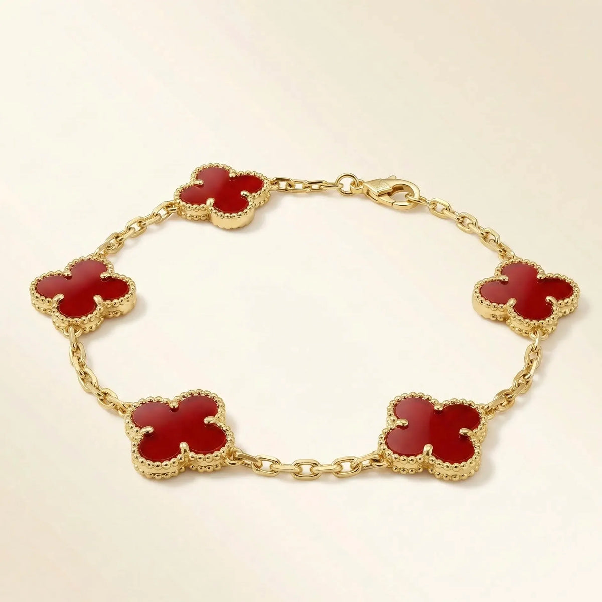Alora Four-Leaf Red Clover Bracelet | Waterproof 18k Gold