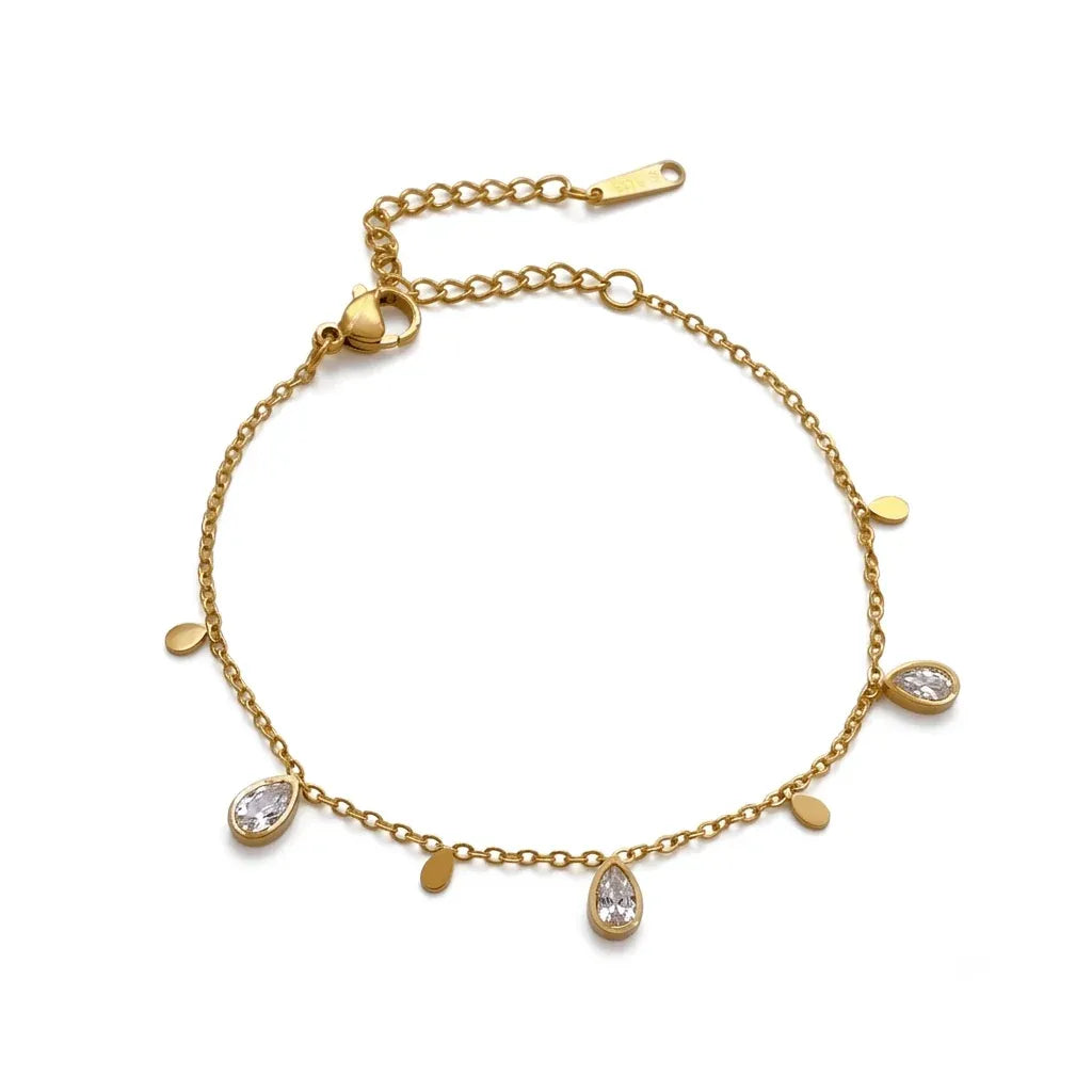 Evania Pear Cut Charm Bracelet | Waterproof 18k Gold