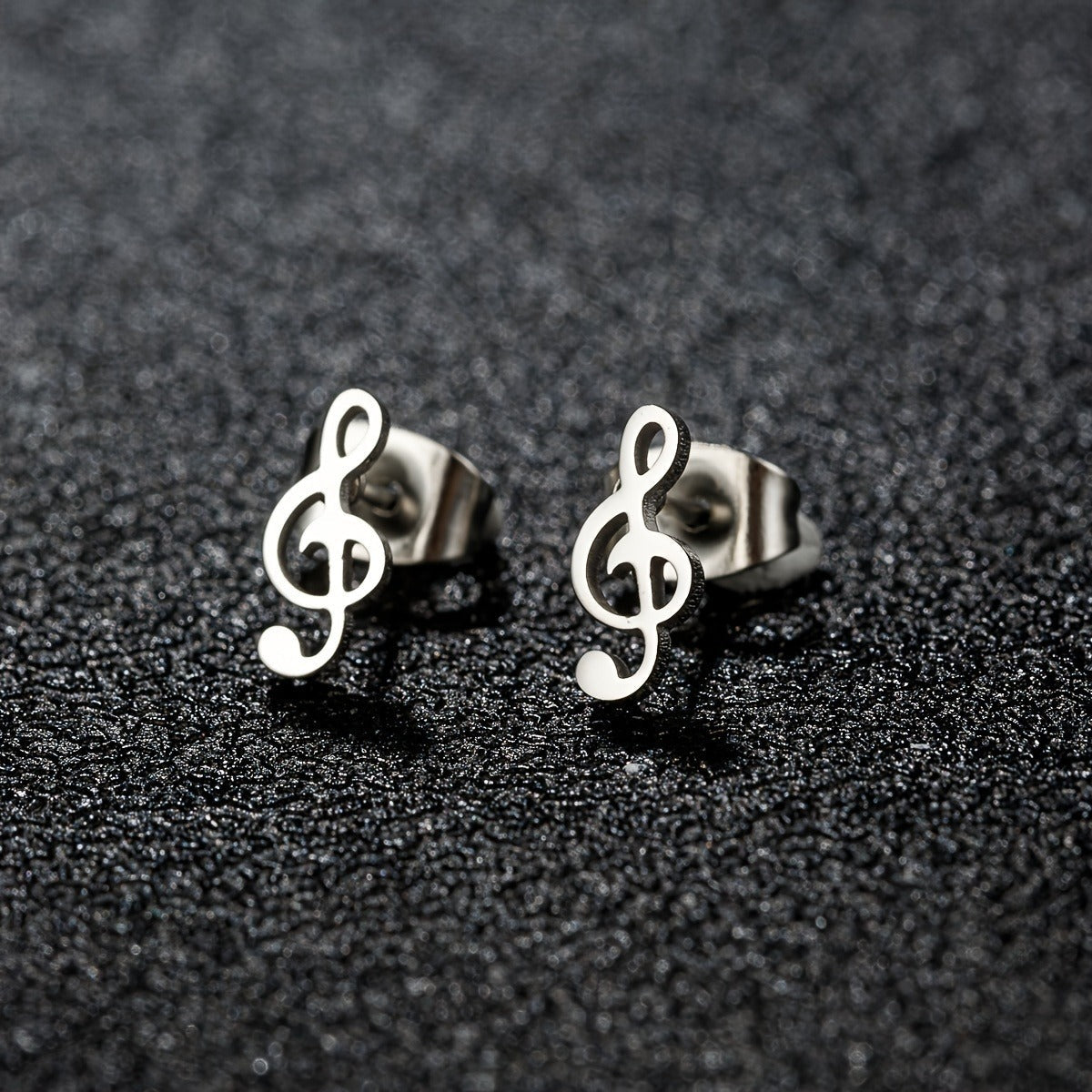 Essence Music Note Secure Screw-Back Studs suitable for lobe, helix & multiple ear piercings