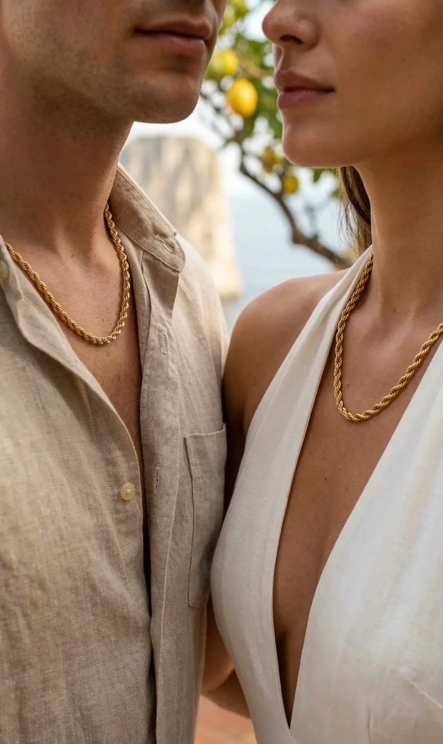 Bellae Twsited Rope Chain Necklace | Waterproof 18k Gold