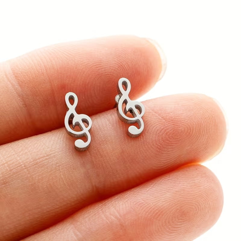 Essence Music Note Secure Screw-Back Studs suitable for lobe, helix & multiple ear piercings