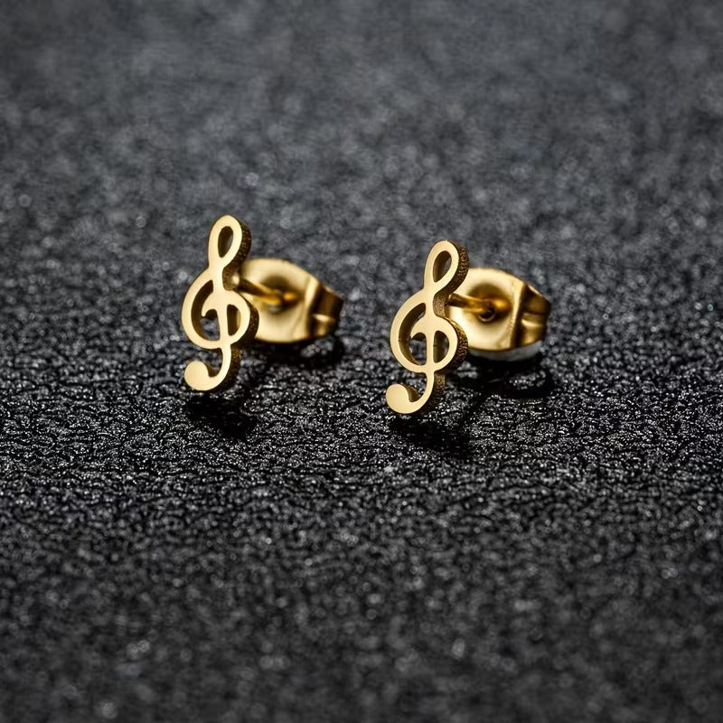 Essence Music Note Secure Screw-Back Studs suitable for lobe, helix & multiple ear piercings