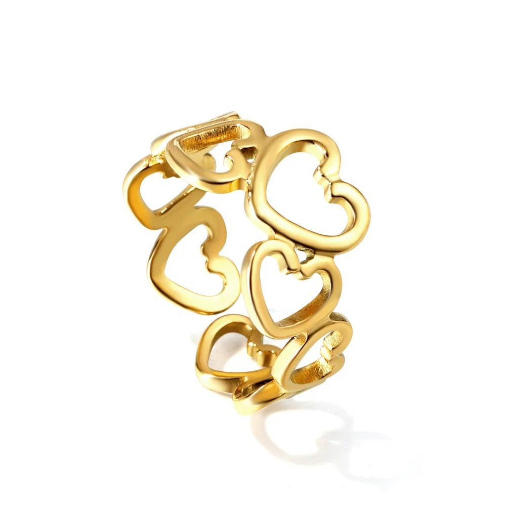 Ivey Love Hearts Adjustable Ring | Waterproof 18K Gold