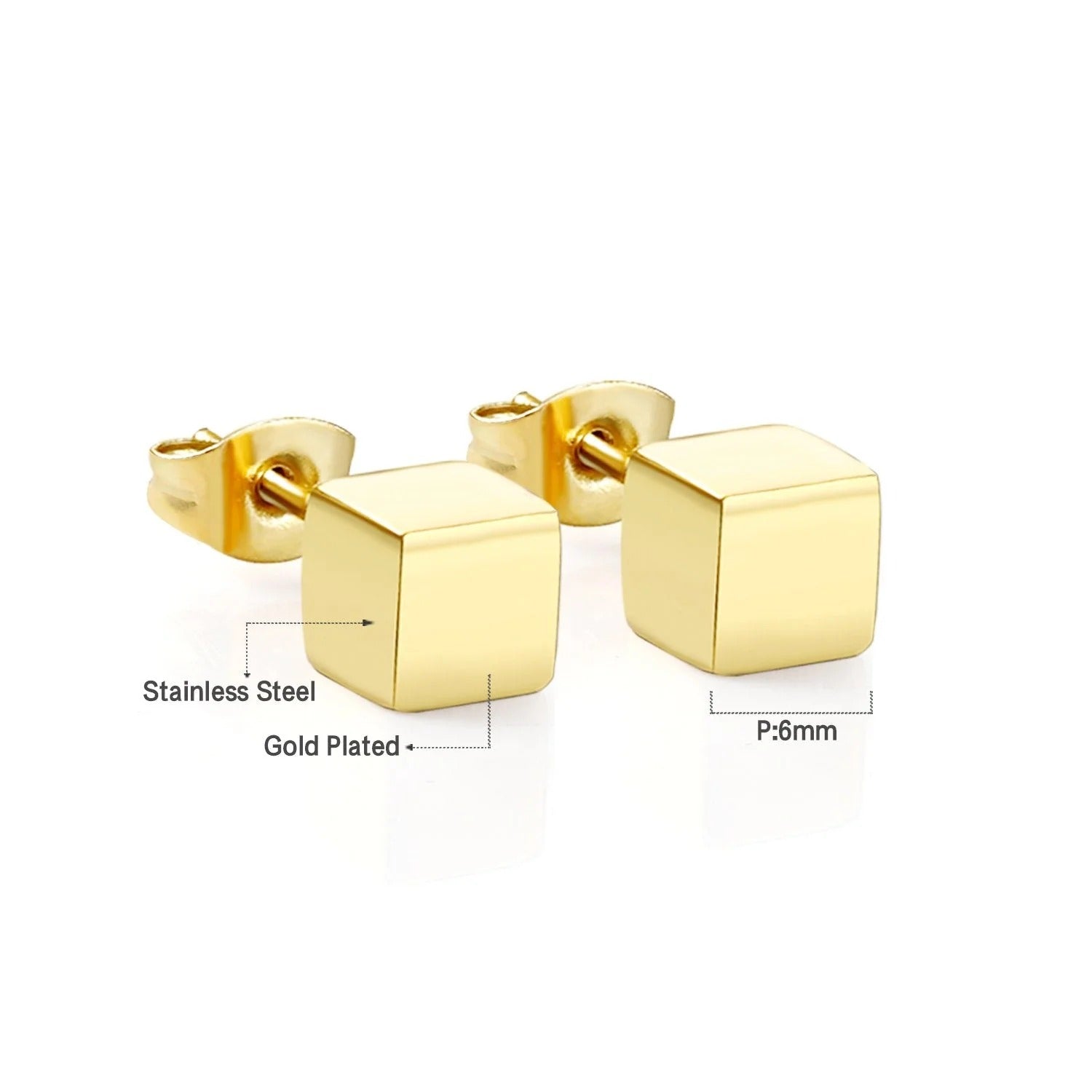 Aspen Box Studs | Waterproof 18k Gold, Silver & Black